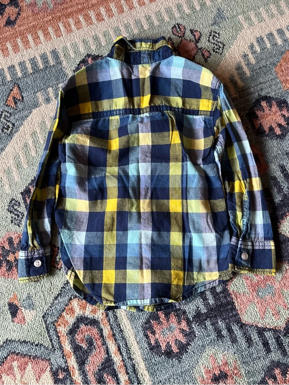 Carter’s 2T Yellow & Navy Plaid Button-Up Shirt